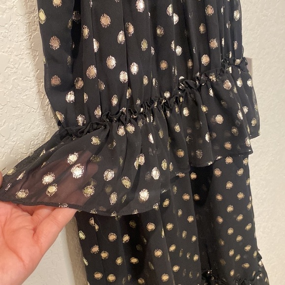 Lini Mini Dress Sleeveless with Ruffle Waist Black and Gold - Small - Picture 7 of 12